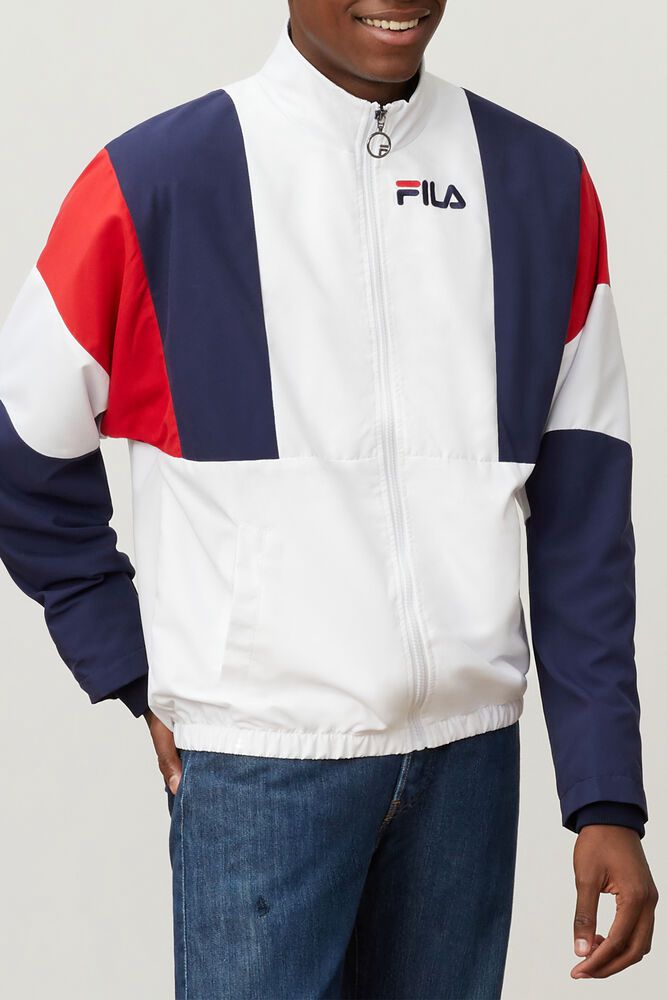 Fila Hambly Wind White/Navy/Red Jacket Mens - NZ 03176-VQFK